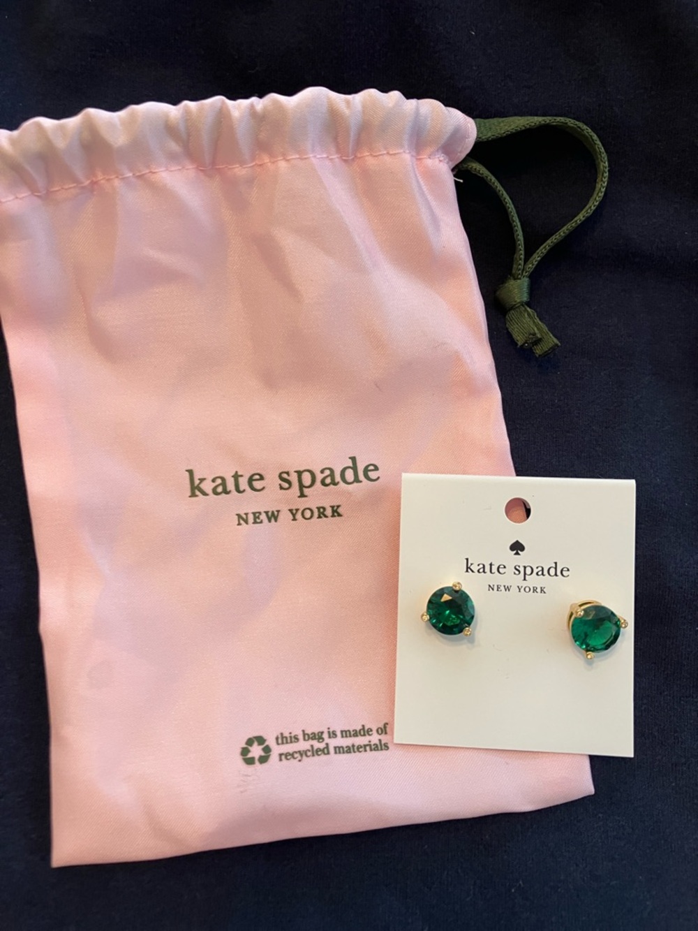 kate spade Emerald Green Crystal Gold-Tone Heart Stud Earrings for Kids